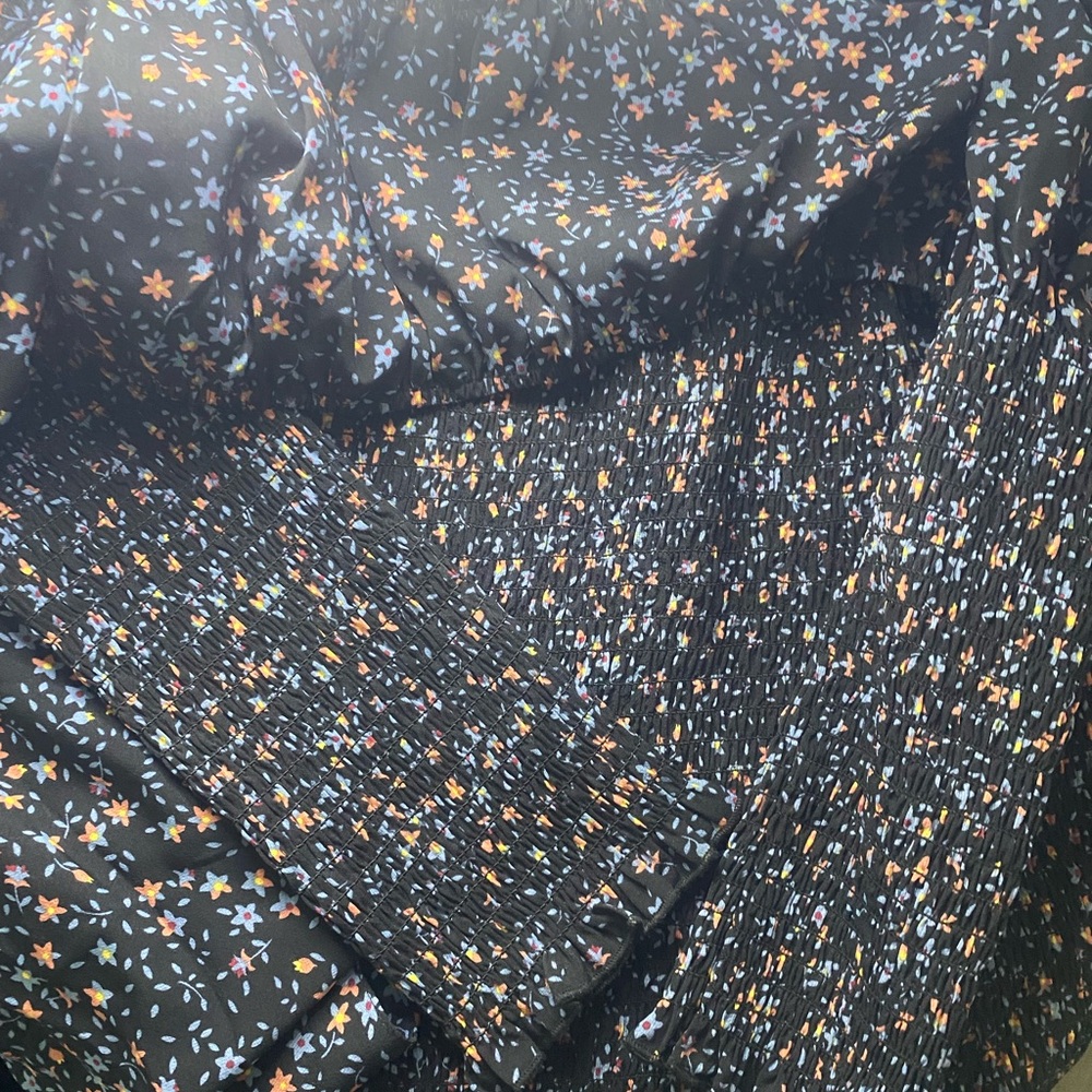 Floral Print Black Dress